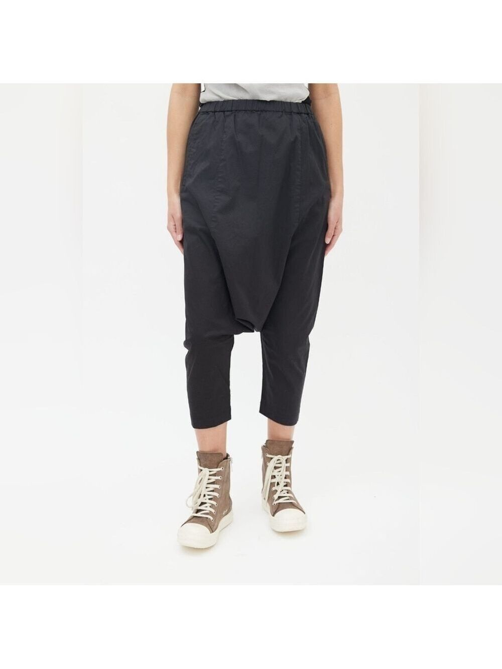 HP. Comme de Garcons X H&M  Black Drop Seat Slim Leg Capri - Picture 4 of 13